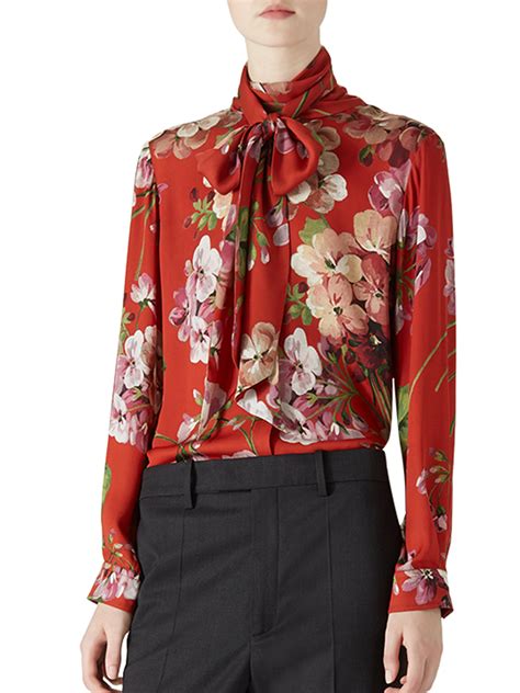 gucci silk floral blouse|Gucci chiffon blouse.